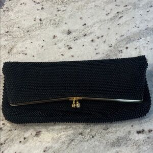 Elegant Black BeadedClutch Bag